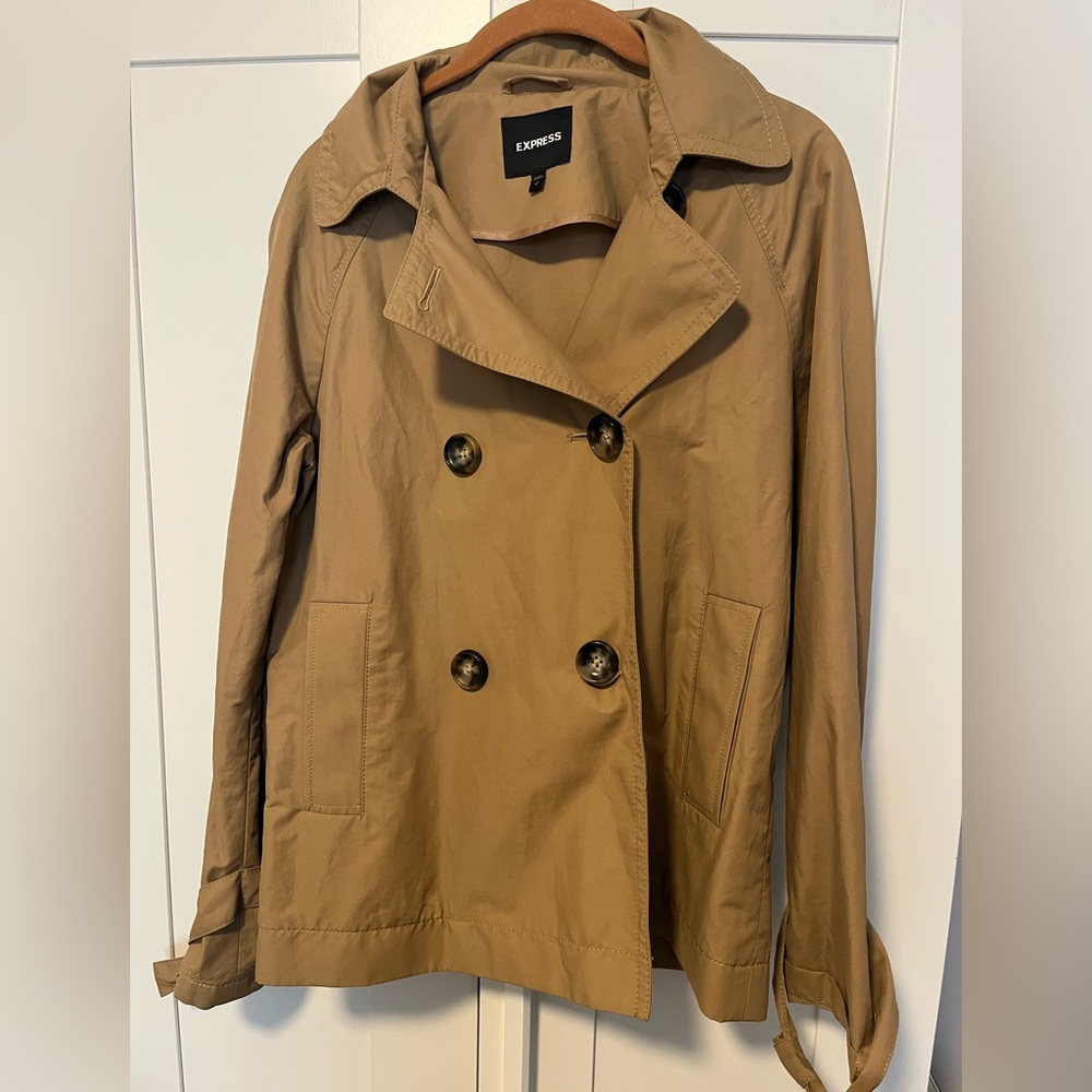 Express Women's Camel Double-Breasted Trench Coat